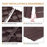 Afoxsos 12 ft. x 12 ft. Plastic Interlocking Deck Tiles Waterproof in Dark Brown (9 Per Pack)