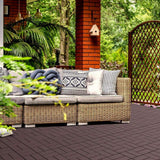 Afoxsos 12 ft. x 12 ft. Plastic Interlocking Deck Tiles Waterproof in Dark Brown (9 Per Pack)