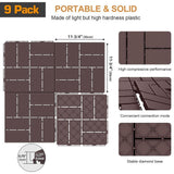Afoxsos 12 ft. x 12 ft. Plastic Interlocking Deck Tiles Waterproof in Dark Brown (9 Per Pack)