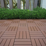 0.98 ft. W x 0.98 ft. L Plastic Interlocking Deck Tiles Square Waterproof Outdoor Floor Use in Dark Brown (44-Pack)
