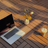 0.98 ft. W x 0.98 ft. L Plastic Interlocking Deck Tiles Square Waterproof Outdoor Floor Use in Dark Brown (44-Pack)