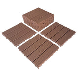 1 ft. x 1 ft. Patio Plastic Interlocking Square Waterproof Deck Tile in Dark Brown (44-Pack)