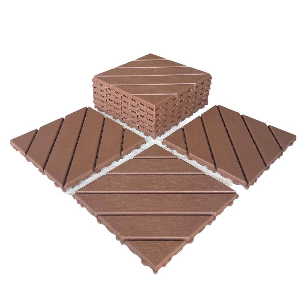 1 ft. x 1 ft. Plastic Deck Tile in Dark Brown for Outdoor Porch Poolside Balcony Backyard (44 Per Box)
