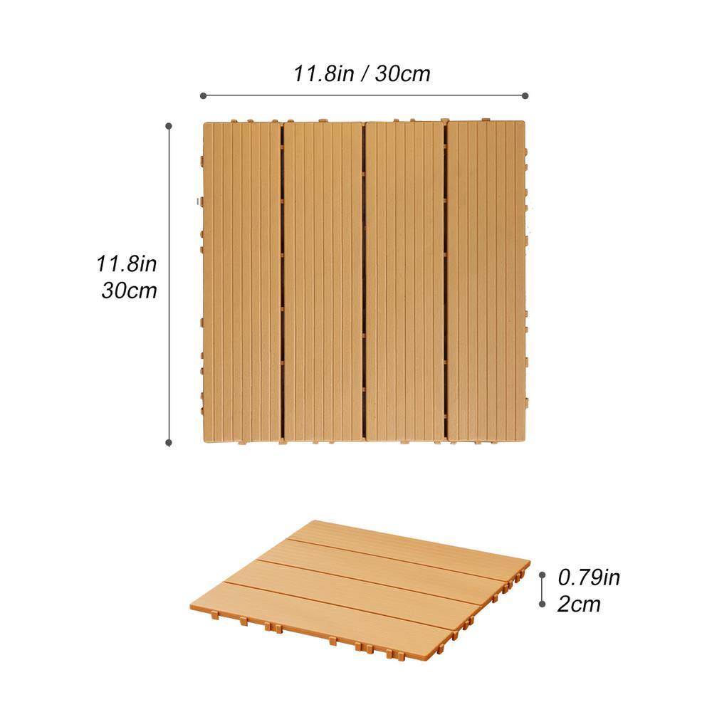 1 ft. x 1 ft. Plastic Composite Deck Tile in Brown, Resist Rust, Water, Easy to DIY and Maintain(35 per Case)