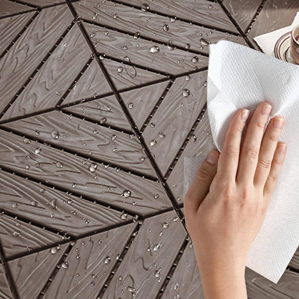1 ft. x 1 ft. Plastic Composite Deck Tile in Dark Brown, Resist Rust, Water, Easy to DIY and Maintain(35 per Case)