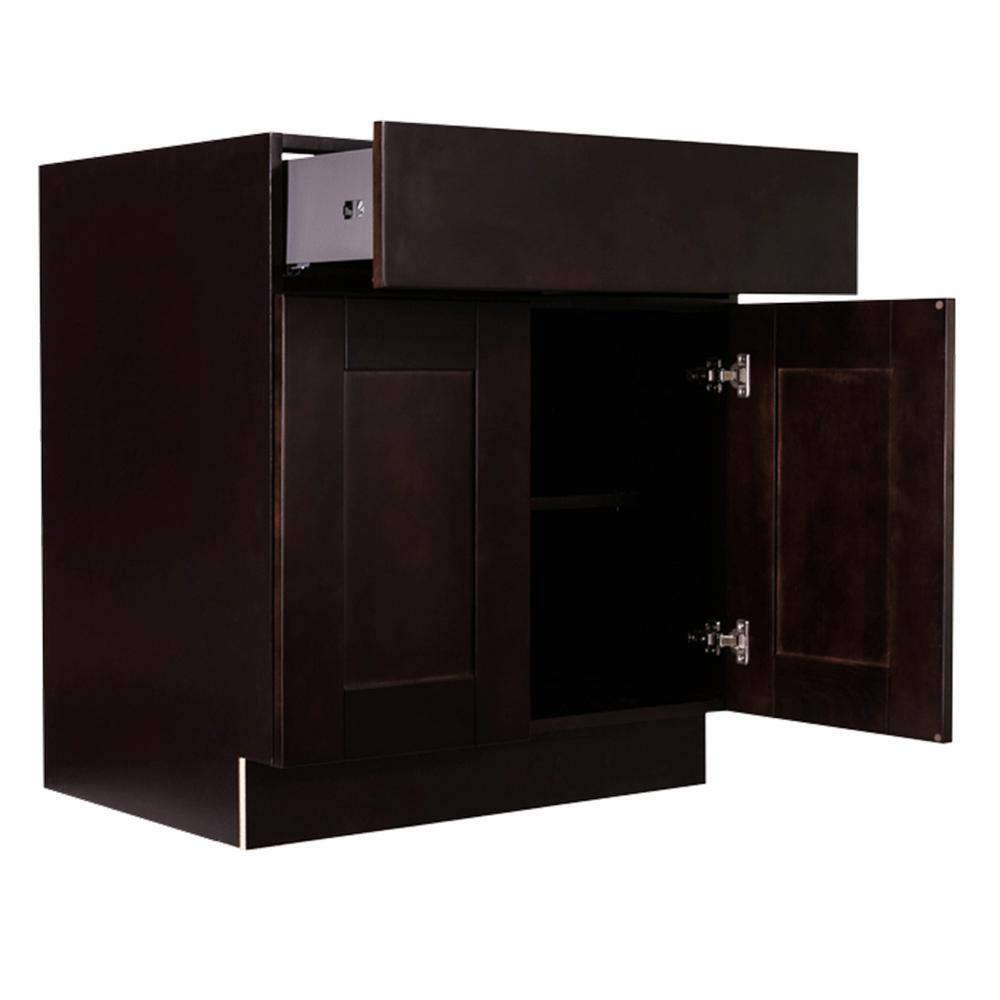 LIFEART CABINETRY Anchester Assembled 36 in. x 34.5 in. x 24 in. Base Cabinet with 2 Doors and 1 Drawer in Dark Espresso