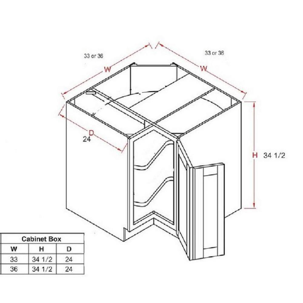 LIFEART CABINETRY Anchester Assembled 33 in. x 34.5 in. x 24 in. Base Lazy Susan Cabinet in Dark Espresso