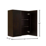 LIFEART CABINETRY Anchester Assembled 27 in. x 36 in. x 12 in. Wall Cabinet with 2 Doors 2 Shelves in Dark Espresso