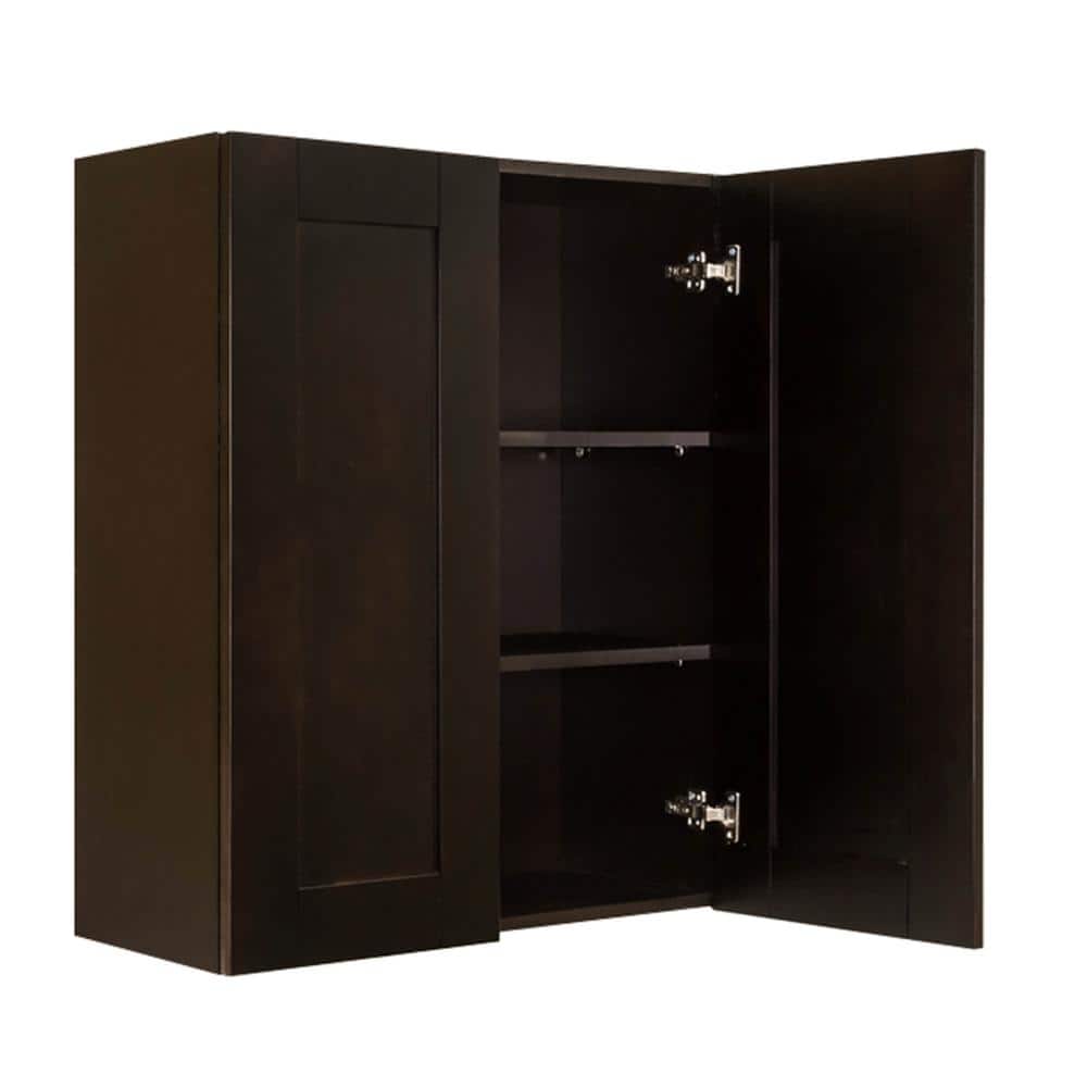 LIFEART CABINETRY Anchester Assembled 27 in. x 36 in. x 12 in. Wall Cabinet with 2 Doors 2 Shelves in Dark Espresso