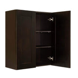 LIFEART CABINETRY Anchester Assembled 27 in. x 36 in. x 12 in. Wall Cabinet with 2 Doors 2 Shelves in Dark Espresso