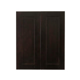 LIFEART CABINETRY Anchester Assembled 27 in. x 36 in. x 12 in. Wall Cabinet with 2 Doors 2 Shelves in Dark Espresso
