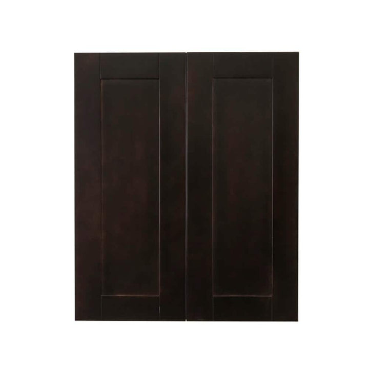 LIFEART CABINETRY Anchester Assembled 27 in. x 36 in. x 12 in. Wall Cabinet with 2 Doors 2 Shelves in Dark Espresso