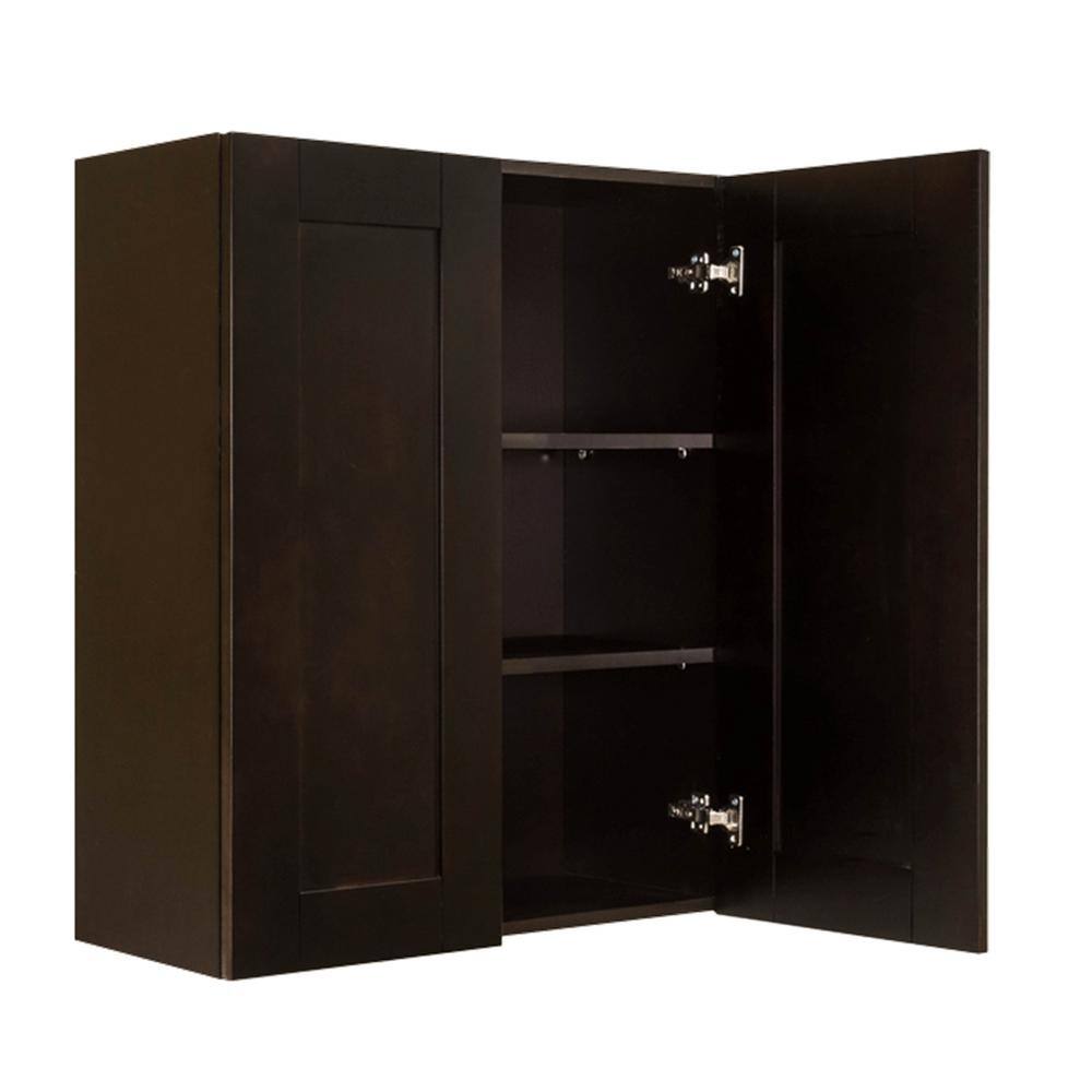LIFEART CABINETRY Anchester Assembled 30 in. x 36 in. x 12 in. Wall Cabinet with 2 Doors 2 Shelves in Dark Espresso