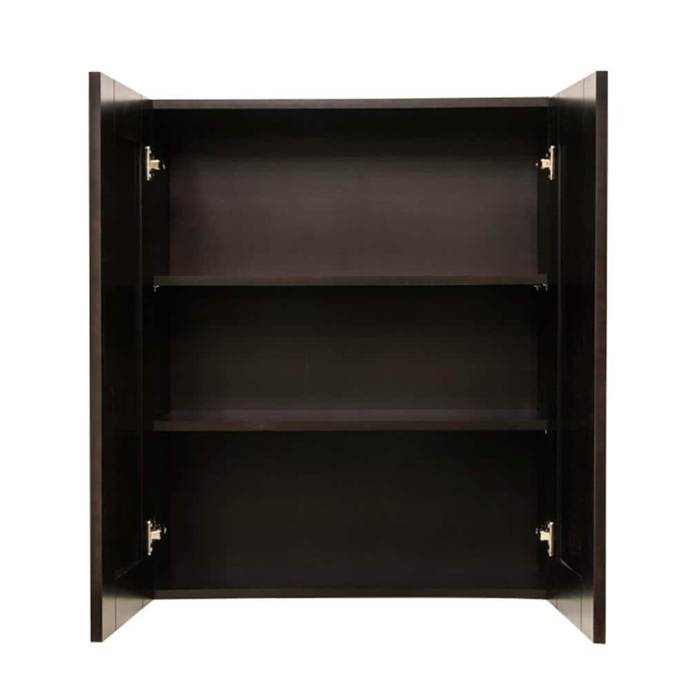 LIFEART CABINETRY Anchester Assembled 30 in. x 36 in. x 12 in. Wall Cabinet with 2 Doors 2 Shelves in Dark Espresso