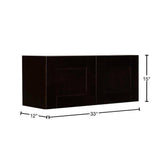 LIFEART CABINETRY Anchester Assembled 33 in. x 15 in. x 12 in. Wall Cabinet with 2 Doors No Shelf in Dark Espresso