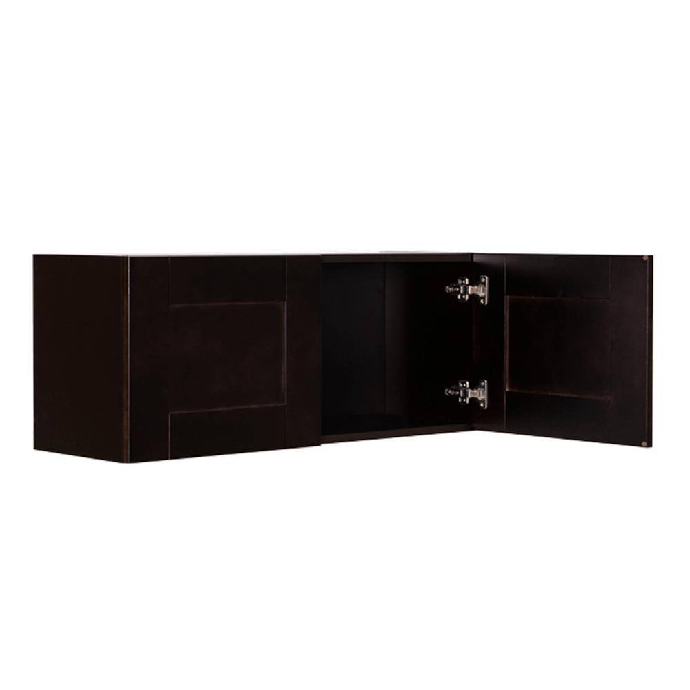 LIFEART CABINETRY Anchester Assembled 33 in. x 15 in. x 12 in. Wall Cabinet with 2 Doors No Shelf in Dark Espresso