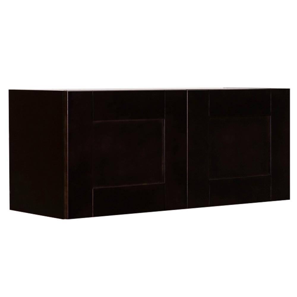 LIFEART CABINETRY Anchester Assembled 36 in. x 18 in. x 24 in. Wall Cabinet with 2 Doors No Shelf in Dark Espresso