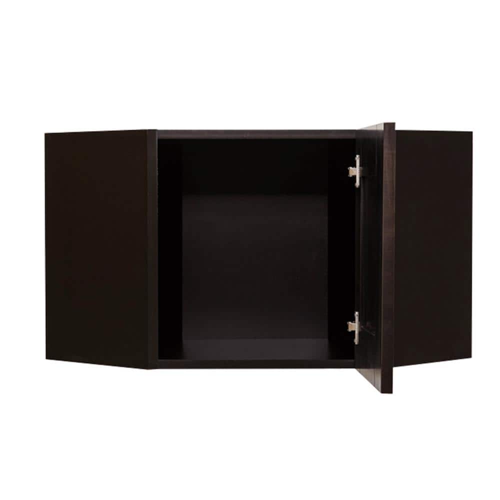 LIFEART CABINETRY Anchester Assembled 24x12x12 in. Wall Diagonal Cabinet with 1 Door in Dark Espresso