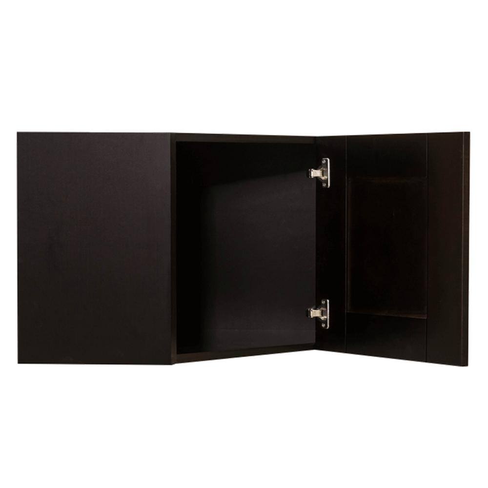 LIFEART CABINETRY Anchester Assembled 24x15x12 in. Wall Diagonal Cabinet with 1 Door in Dark Espresso