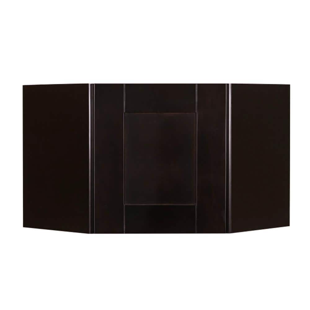 LIFEART CABINETRY Anchester Assembled 24x15x12 in. Wall Diagonal Cabinet with 1 Door in Dark Espresso