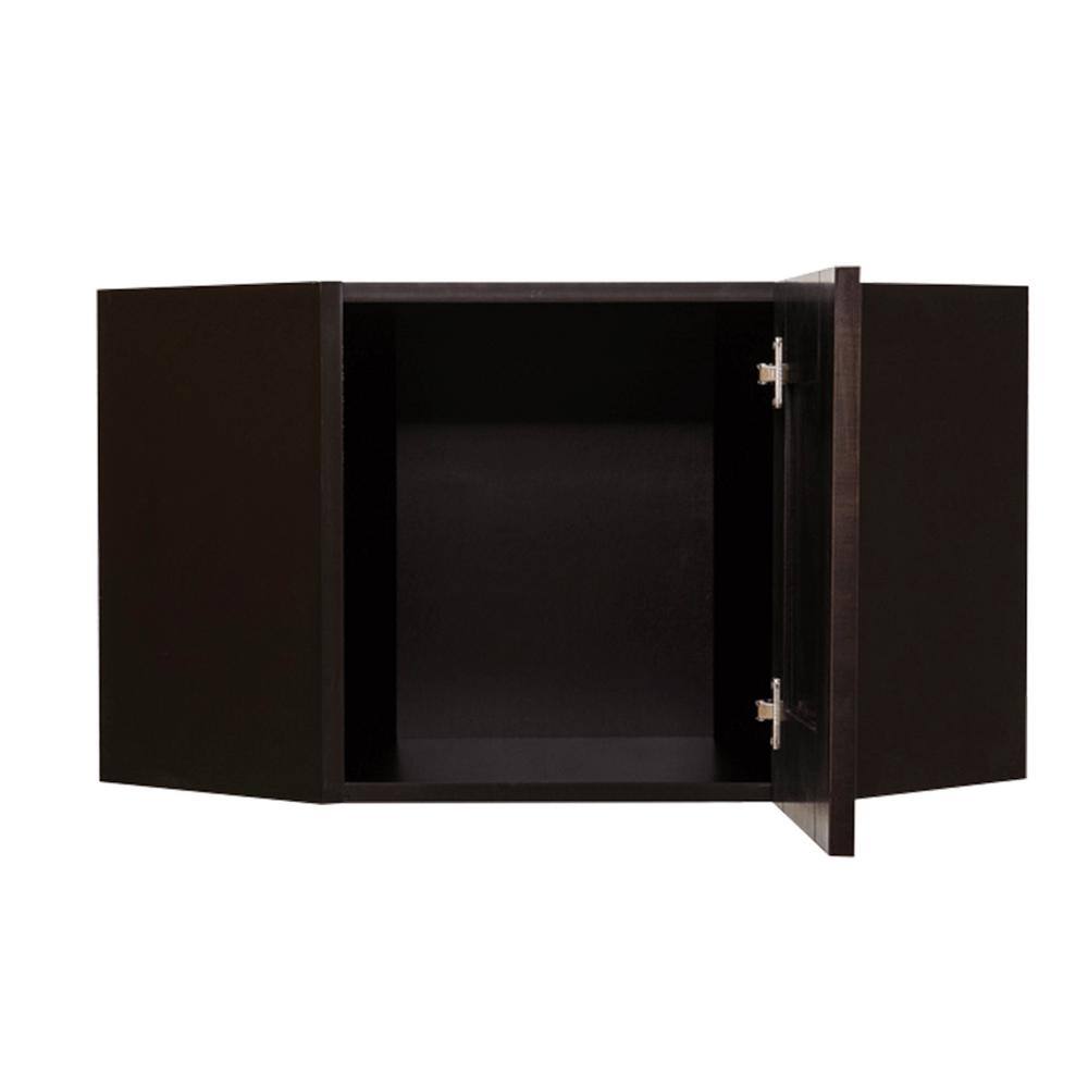 LIFEART CABINETRY Anchester Assembled 24x18x12 in. Wall Diagonal Cabinet with 1 Door in Dark Espresso
