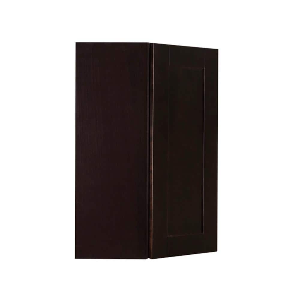 LIFEART CABINETRY Anchester Assembled 24x30x12 in. Wall Diagonal Corner Cabinet with 1 Door 2 Shelves in Dark Espresso