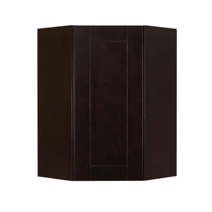 LIFEART CABINETRY Anchester Assembled 24x30x12 in. Wall Diagonal Corner Cabinet with 1 Door 2 Shelves in Dark Espresso