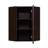 LIFEART CABINETRY Anchester Assembled 24x30x12 in. Wall Diagonal Corner Cabinet with 1 Door 2 Shelves in Dark Espresso