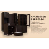 LIFEART CABINETRY Anchester Assembled 24x36x12 in. Wall Diagonal Corner Cabinet with 1 Door 2 Shelves in Dark Espresso