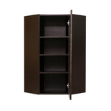 LIFEART CABINETRY Anchester Assembled 24x42x12 in. Wall Diagonal Corner Cabinet with 1 Door 3 Shelves in Dark Espresso