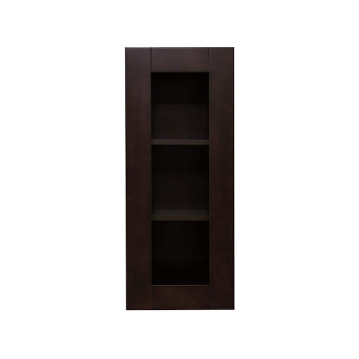 LIFEART CABINETRY Anchester Assembled 15 in. x 36 in. x 12 in. Wall Mullion Door Cabinet with 1 Door 2 Shelves in Dark Espresso