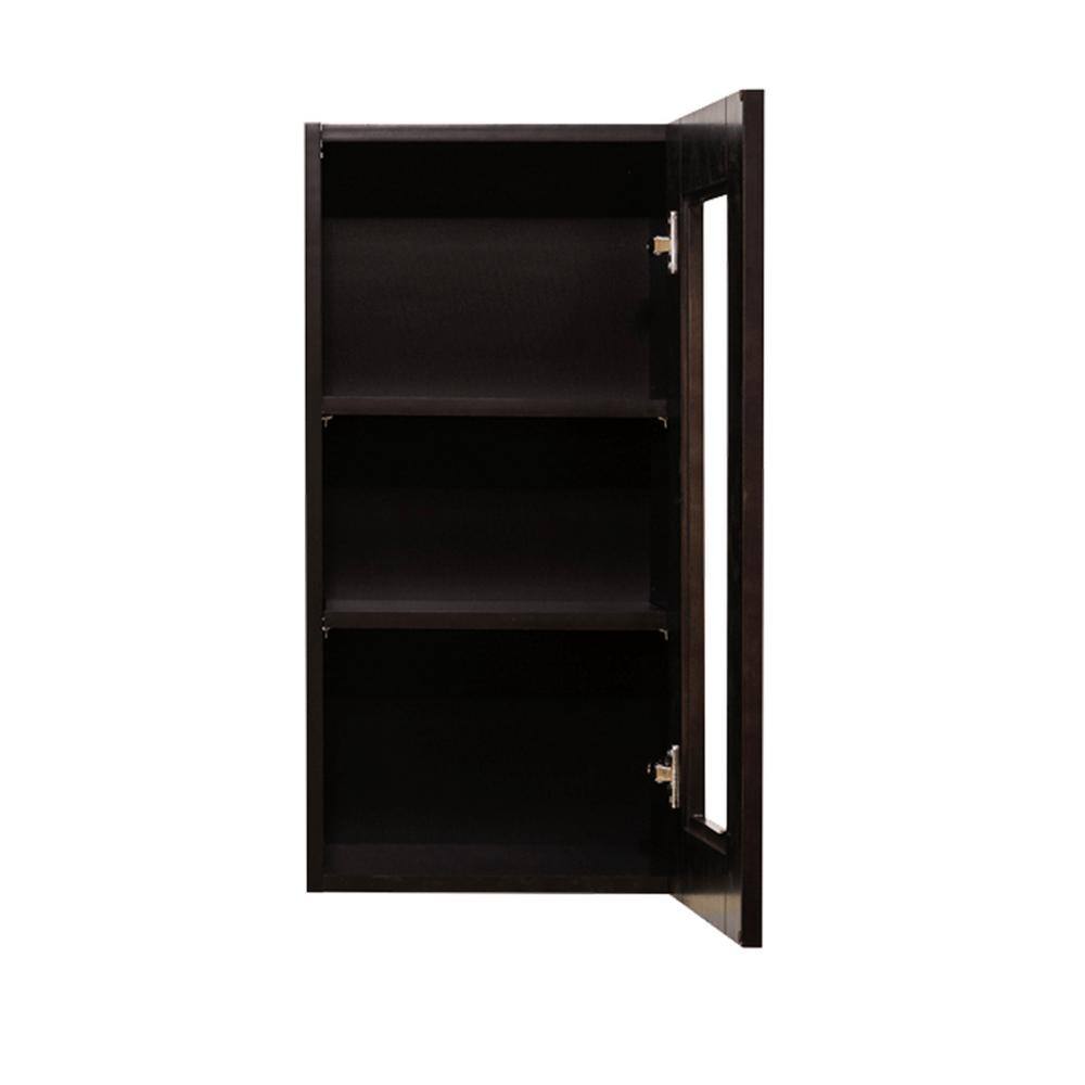 LIFEART CABINETRY Anchester Assembled 21 in. x 30 in. x 12 in. Wall Mullion Door Cabinet with 1 Door 2 Shelves in Dark Espresso