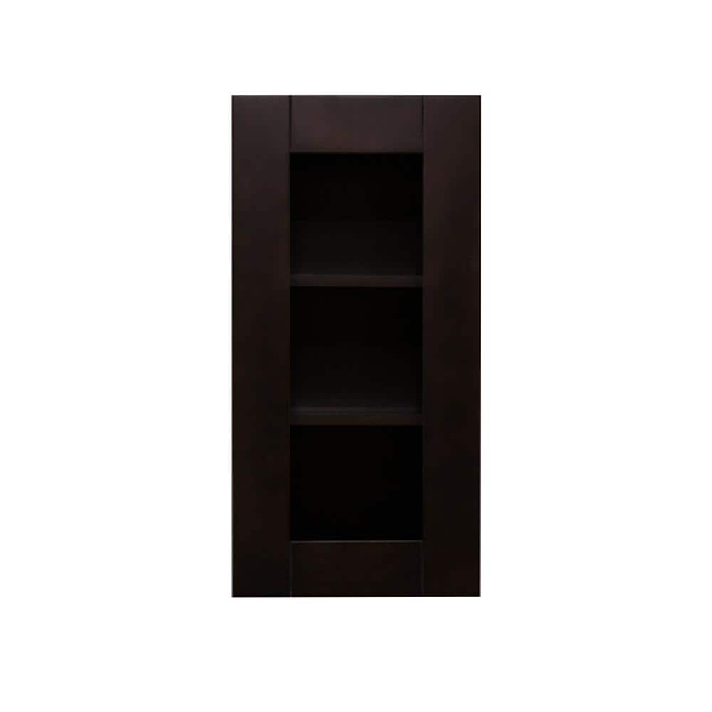 LIFEART CABINETRY Anchester Assembled 21 in. x 30 in. x 12 in. Wall Mullion Door Cabinet with 1 Door 2 Shelves in Dark Espresso