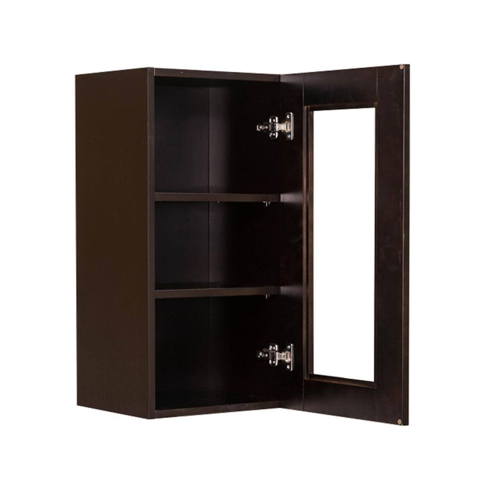 LIFEART CABINETRY Anchester Assembled 21 in. x 30 in. x 12 in. Wall Mullion Door Cabinet with 1 Door 2 Shelves in Dark Espresso