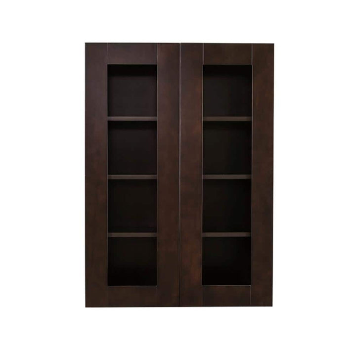 LIFEART CABINETRY Anchester Assembled 24 in. x 42 in. x 12 in. Wall Mullion Door Cabinet with 2 Doors 3 Shelves in Dark Espresso
