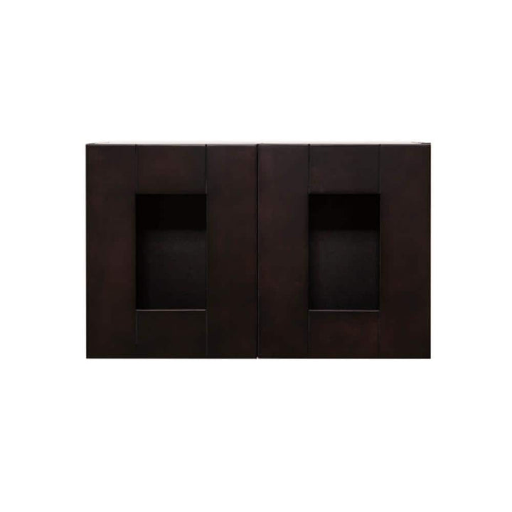 LIFEART CABINETRY Anchester Assembled 30 in. x 18 in. x 12 in. Wall Mullion Door Cabinet with 2 Doors in Dark Espresso