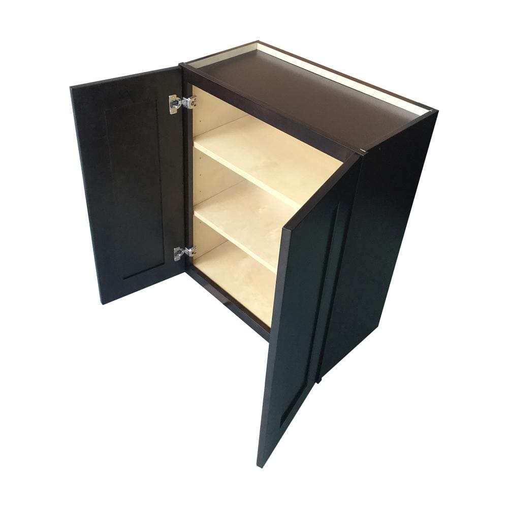 Plywell Ready to Assemble 30x30x12 in. Shaker Double Door Wall Cabinet with 2 Adjustable Shelves in Espresso