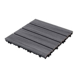 GOGEXX 11.8 in. W x 11.8 in. L Outdoor Striped Pattern WPC Composite Interlocking Flooring Deck Tiles (Set of 22) in Dark Gray