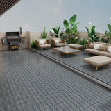 GOGEXX 11.8 in. W x 11.8 in. L Outdoor Striped Pattern WPC Composite Interlocking Flooring Deck Tiles (Set of 22) in Dark Gray