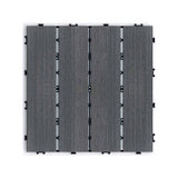 Afoxsos 1 ft. x 1 ft. Dark Gray Plastic Composite Interlocking Deck Tiles Set, All-Weather Resistant, Easy to DIY (11-Pack)