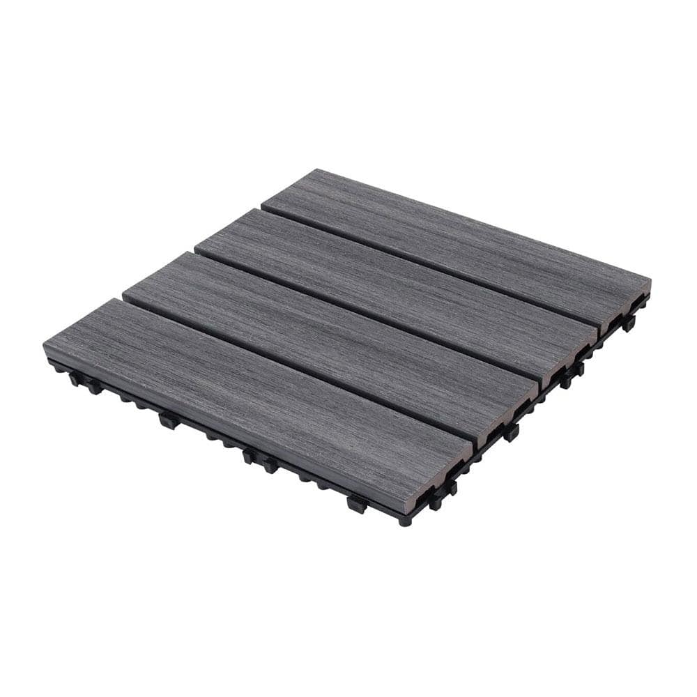 Afoxsos 1 ft. x 1 ft. Plastic Composite Deck Tile Set, All-Weather Easy to DIY and Maintain, Ash Grey (22-Pack)