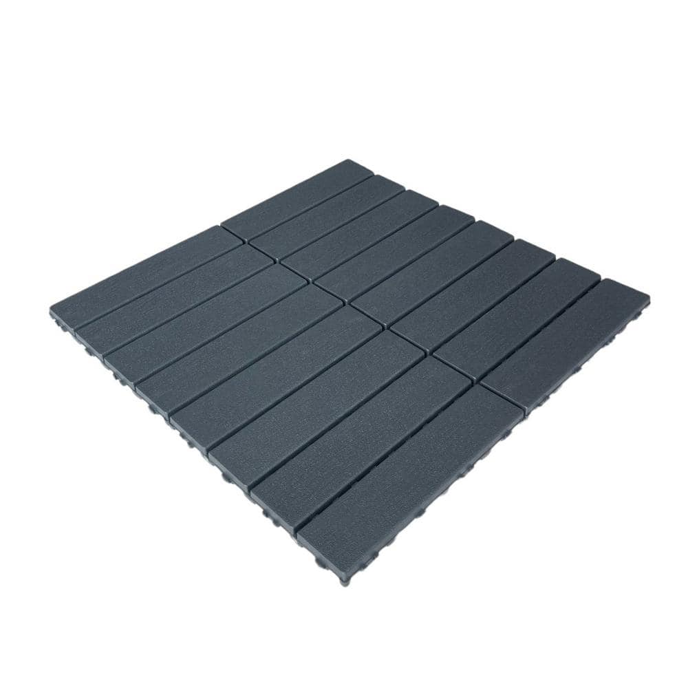 1 ft. x 1 ft. 4-Slate Composite Deck Tile in Dark Gray for Outdoor Flooring All Weather Use (44 Per Box)