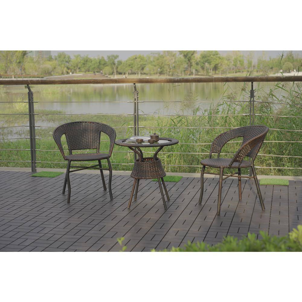 1 ft. x 1 ft. Patio Plastic Interlocking Square Waterproof Deck Tile in Dark Gray (44-Pack) for Poolside Backyard