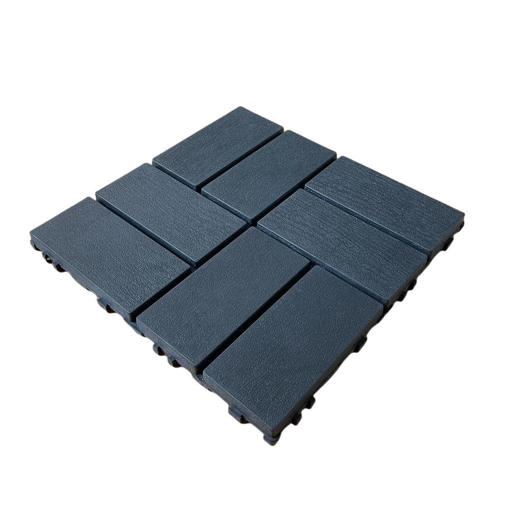 1 ft. x 1 ft. Patio Plastic Interlocking Square Waterproof Deck Tile in Dark Gray (44-Pack) for Poolside Backyard