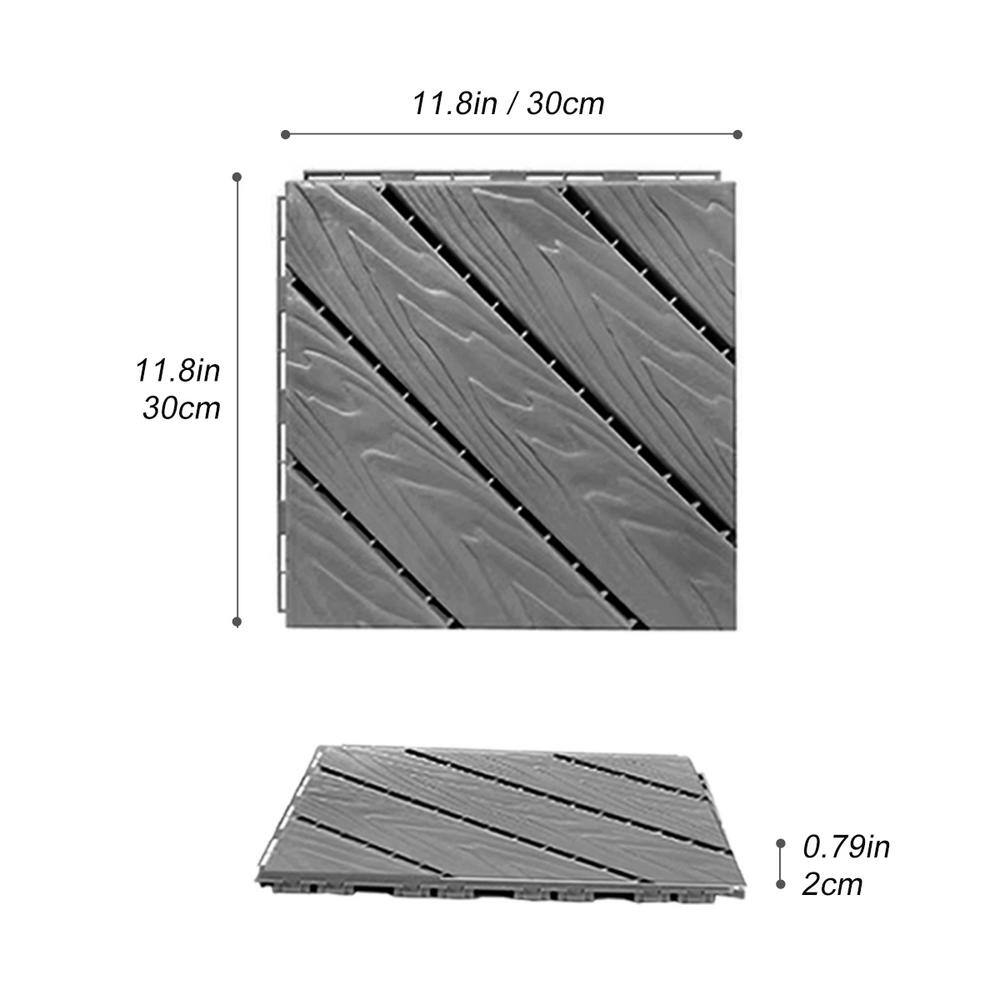 1 ft. x 1 ft. Plastic Composite Deck Tile in Dark Gray, Resist Rust, Water, Easy to DIY and Maintain(35 per Case)