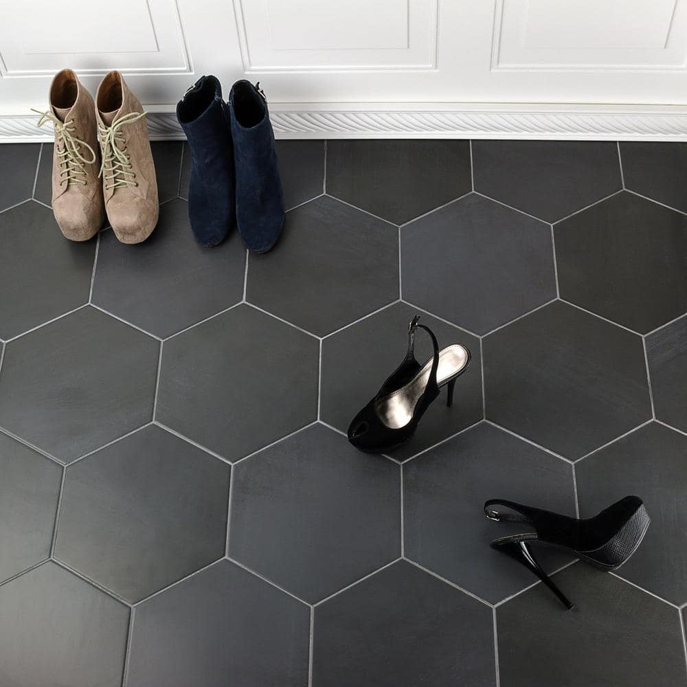 Ivy Hill Tile Langston Dark Gray 9.875 in. x 11.375 in. x 10mm Matte Porcelain Floor and Wall Tile (18 pieces / 10.76 sq. ft. / box)
