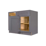 LIFEART CABINETRY Lancaster Gray Plywood Shaker Stock Assembled Base Blind Corner Kitchen Cabinet 39 in. W x 34.5 in. H x 24 in. D