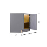 LIFEART CABINETRY Lancaster Gray Plywood Shaker Stock Assembled Base Diagonal Kitchen Cabinet 36 in. W x 34.5 in. H x 24 in. D
