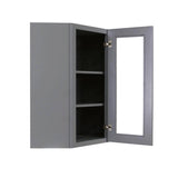 LIFEART CABINETRY Lancaster Gray Plywood Shaker Stock Assembled Wall Diagonal Glass Door Kitchen Cabinet 24 in. W x 30 in. H x 12 in. D