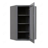 LIFEART CABINETRY Lancaster Gray Plywood Shaker Stock Assembled Wall Diagonal Glass Door Kitchen Cabinet 24 in. W x 42 in. H x 12 in. D